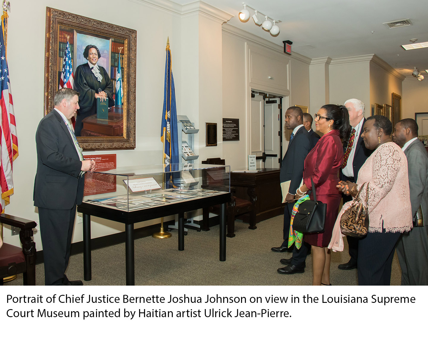 Portrait of Chief Justice Bernette Joshua Johnson on view in the Louisiana Supreme Court Museum painted by Haitian artist Ulrick Jean-Pierre