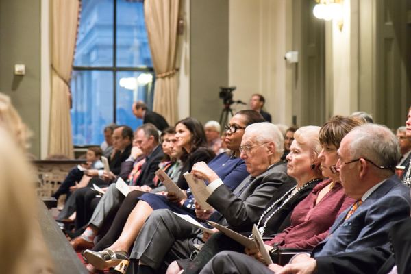 Former Mayor Maurice Edwin 'Moon' Landrieu, Mrs. Verna Landrieu, and members of the Calogero family are among those in attendance at the Chief Justice Pascal F. Calogero, Jr. Naming Ceremony.