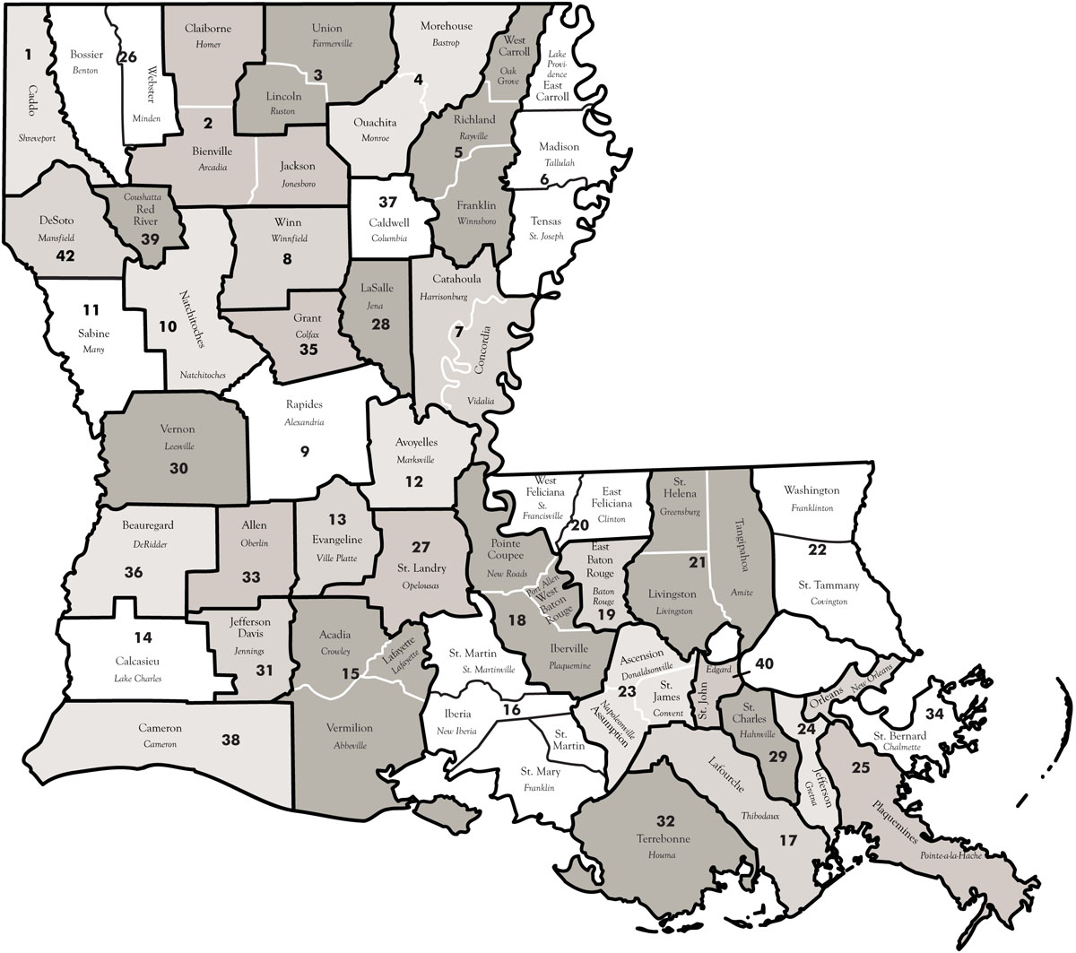 Printable Louisiana Maps State Outline Parish Cities